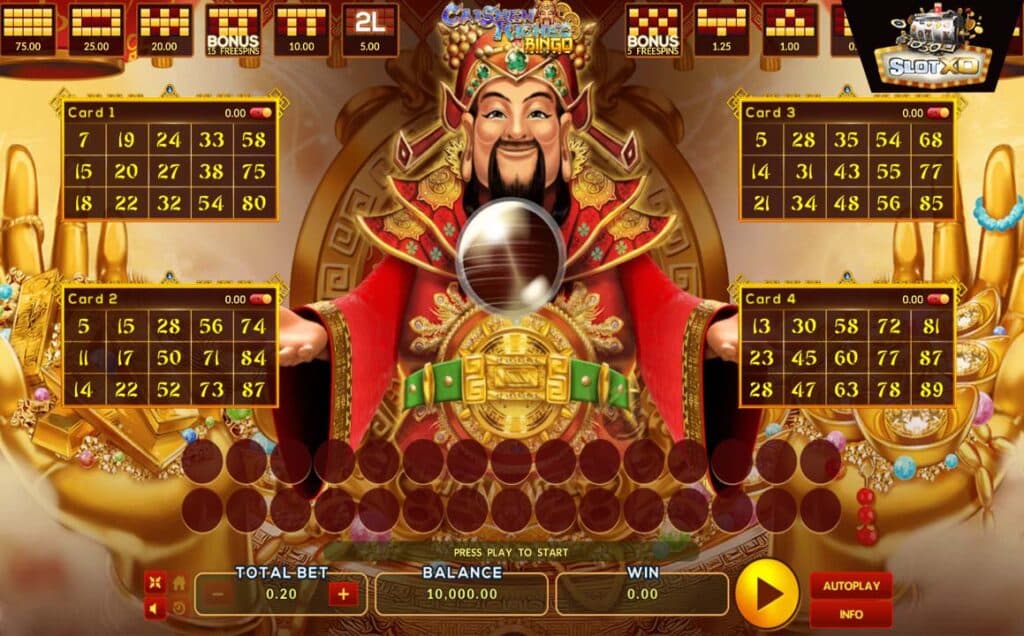 ตัวอย่างสล็อต Caishen Riches Bingo