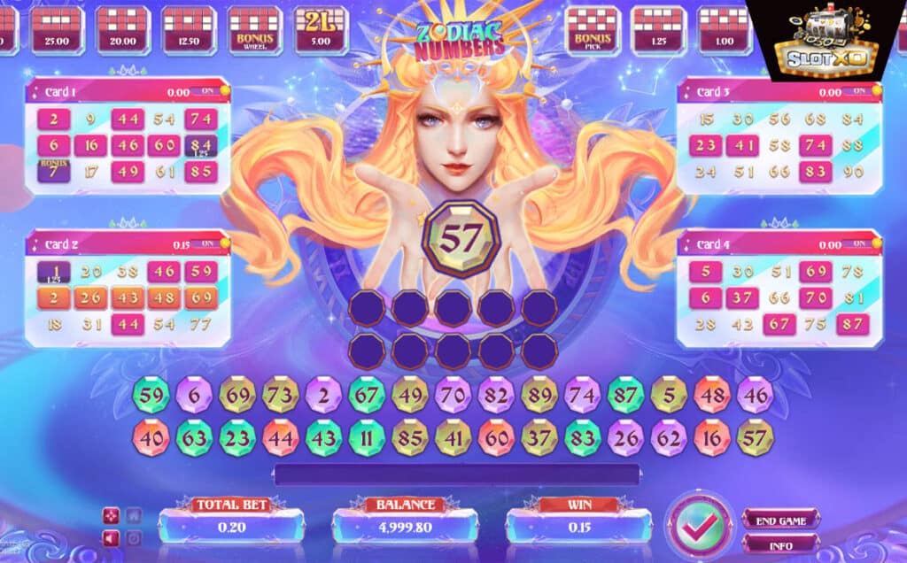 ตัวอย่างสล็อต Zodiac Bingo